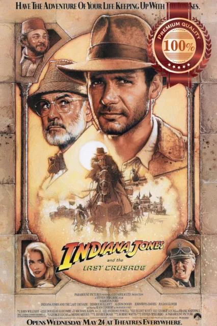 INDIANA JONES AND THE LAST CRUSADE 1989 80s ORIGINAL CINEMA PRINT PREMIUM POSTER