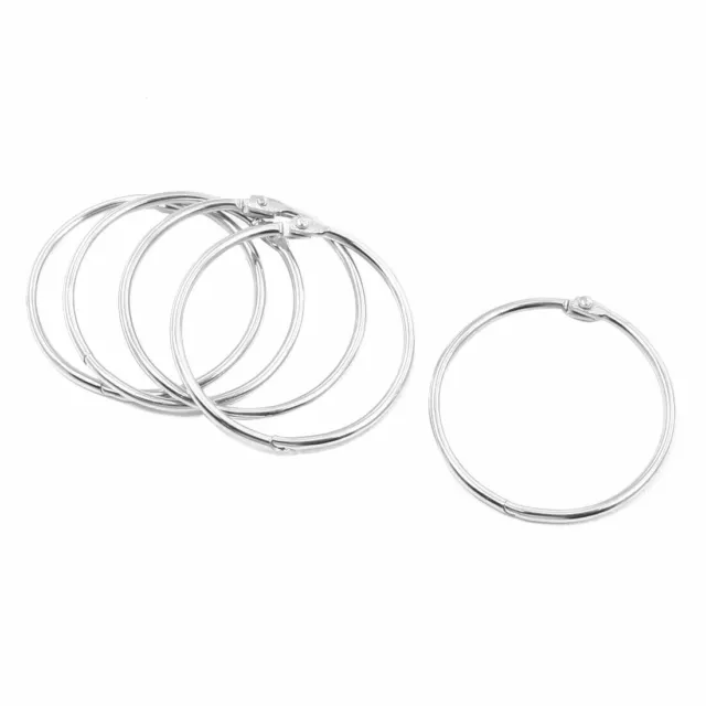 5 Pcs Portable Ton argenté métallique 2.2" diamètre Anneau porte-clef