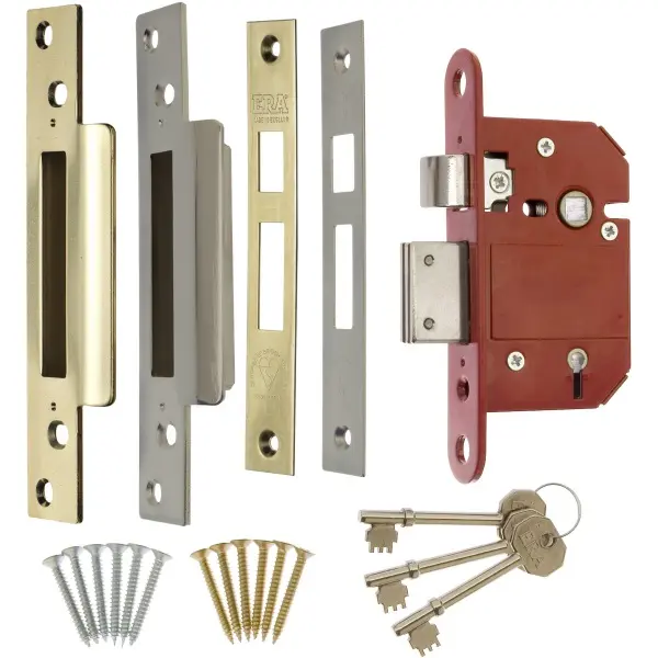 ERA 5 Lever Sashlock Mortice British Standard Door Lock 2 Chrome Brass 2.5 & 3"