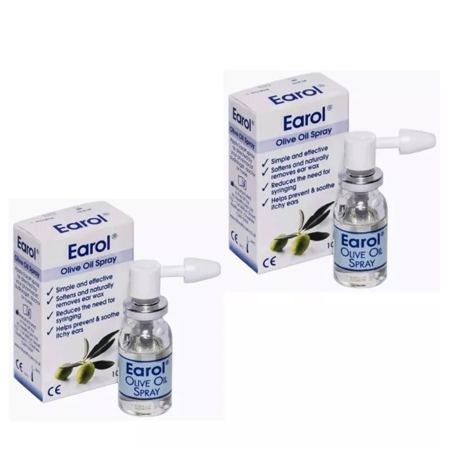 Earol Olive Oil Spray - 10ml - A Natural Remedy For Ear Wax - 2 x 10ml