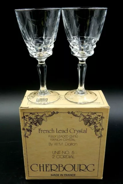 Genuine Cherbourg Set Of Two(2) French Lead Crystal Glasses Unit No. 5 ~ Cordial