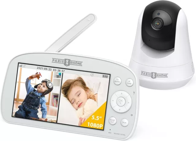 PARIS RHÔNE Baby Monitor 5.5" 1080P Video CAMERA CAM CCTV Night Vision  BoxVV