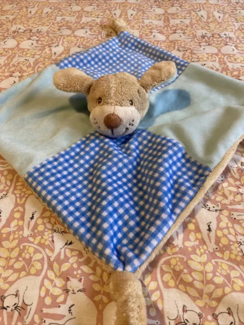 Keel Toys Puppy Dog Comforter Blue White Check Plush Soft Toy Blankie Doudou I7