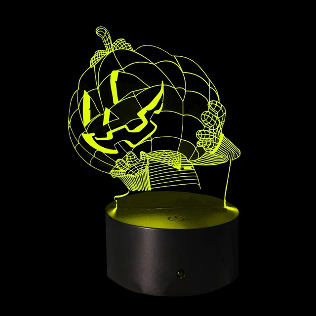 3D Illusion Night Light Pumpkin Happy Halloween USB 7 Color Touch Change