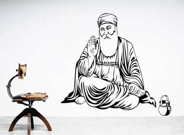 Indian traditional Shree Guru Nanak Dev Ji Wall Sticker for Room decor