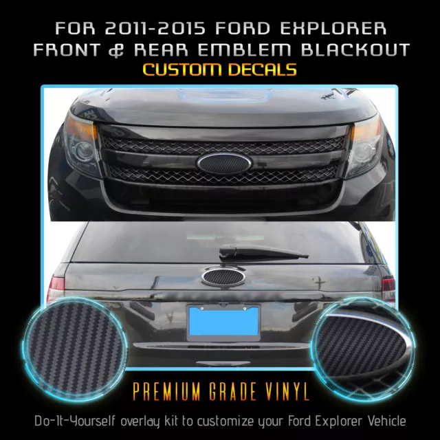BocaDecals 2020-2023 Ford Explorer Emblem Overlay Insert Decals - Set of 2  (2020-2023 Ford Explorer ONLY, Matte Black) 