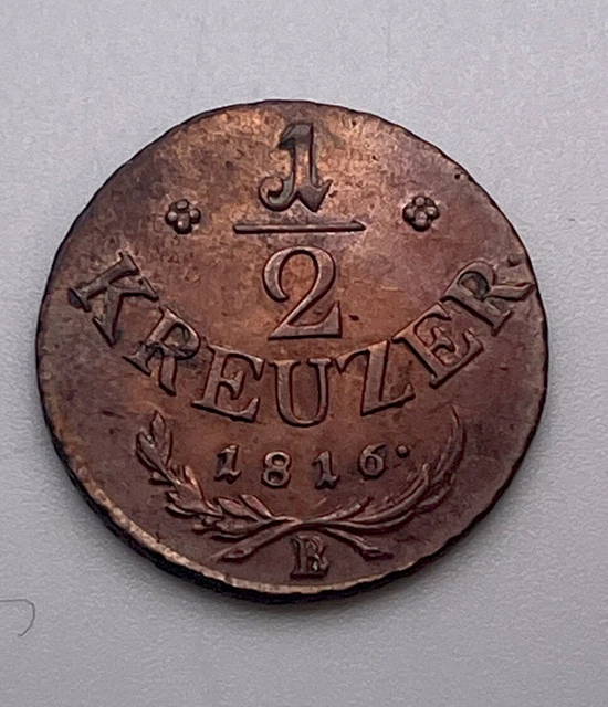AUSTRIA 1/2 Kreuzer 1816 B - Copper - Franz II AU/UNC