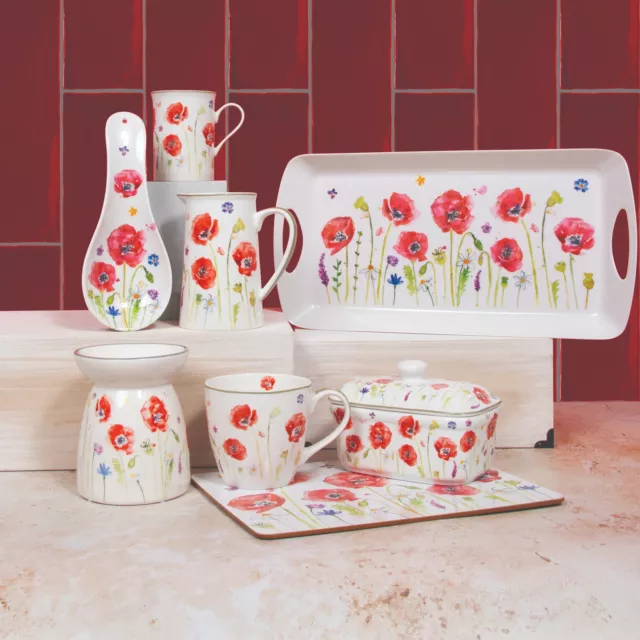 Poppy Field Food Serving Trays Kitchen Tableware Snack Tea Server Drinks Mug Cup