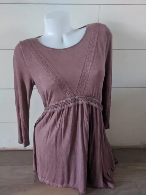 Olivia Sky Purple Pink Scoop Neck Lace Babydoll top Size M