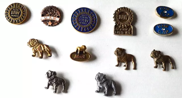 Vintage Mack Truck Bulldog & UAW Pin Lot