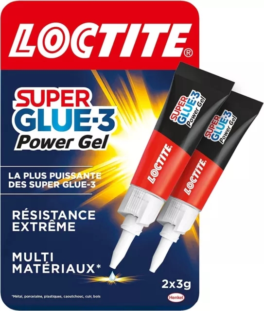 2 TUBES Super Glue-3 Loctite Colle Multi-Matériaux Extra-forte Universelle 2x3g