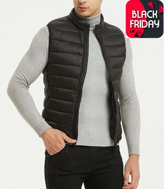 Giubbotto uomo piumino invernale giubotto smanicato gilet giacca nero da 3XL
