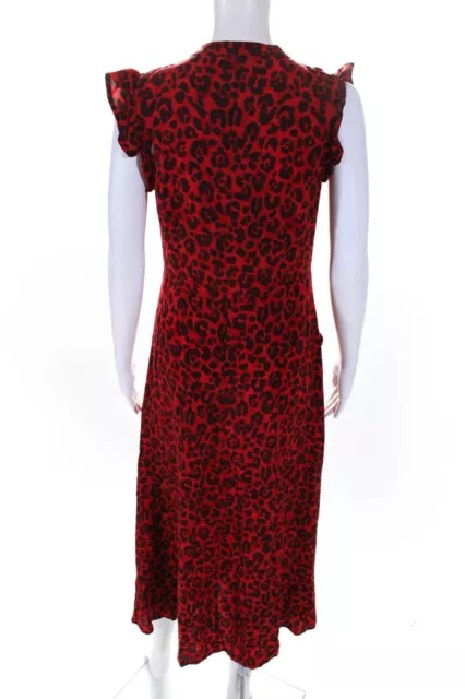 Whistles Womens Red Animal Print V-Neck Sleeveless Shift Dress Size 6 3
