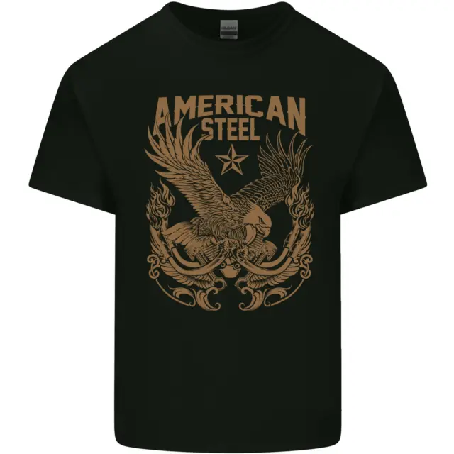 T-shirt top moto biker da uomo cotone da moto in acciaio americano