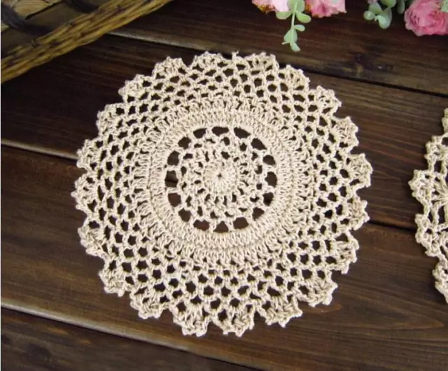 Chic Handmade Crochet Cotton Doily Beige D