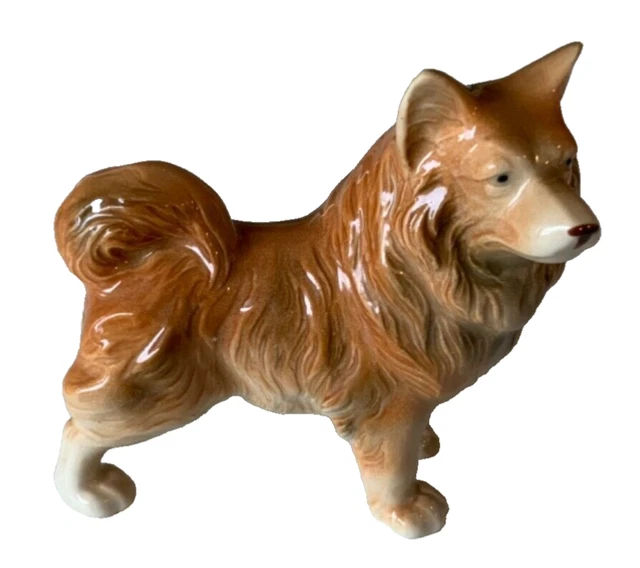 Vintage Hand Painted Chow Akita Dog Figurine Signed Occupied Japan 4"