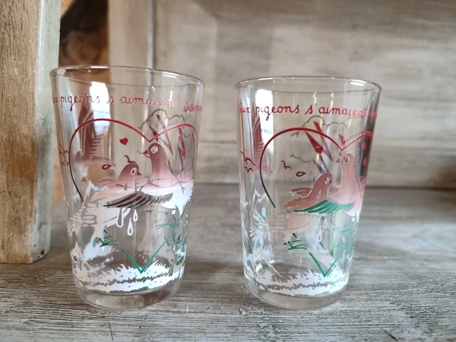 Lot De 6 Verres Sérigraphiés Vintage Années 70 - Thème Fables De La Fontaine