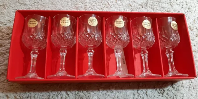Vintage Cristal D'Arques 24% Lead Crystal Longchamp No 7 6 x 6cl Glasses