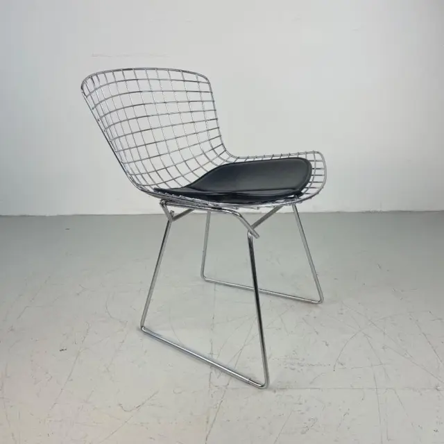 VINTAGE HARRY BERTOIA CHROME SIDE DINING CHAIR MIDCENTURY FOR KNOLL  #4043a