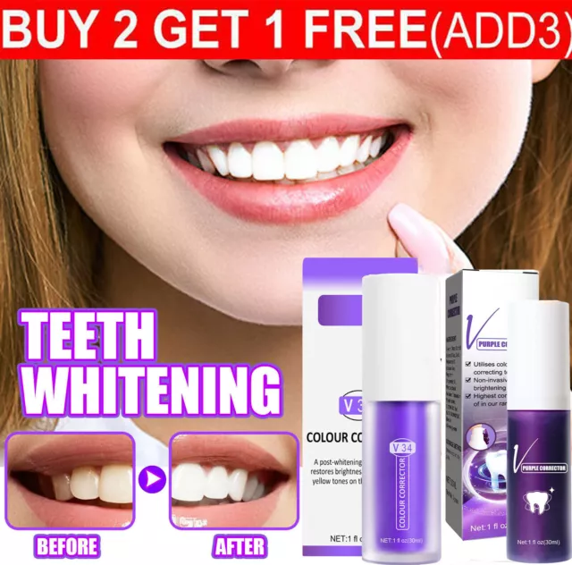 Hismile v34 Whitening Toothpaste Colour Corrector Teeth Stain Removal Gel Purple