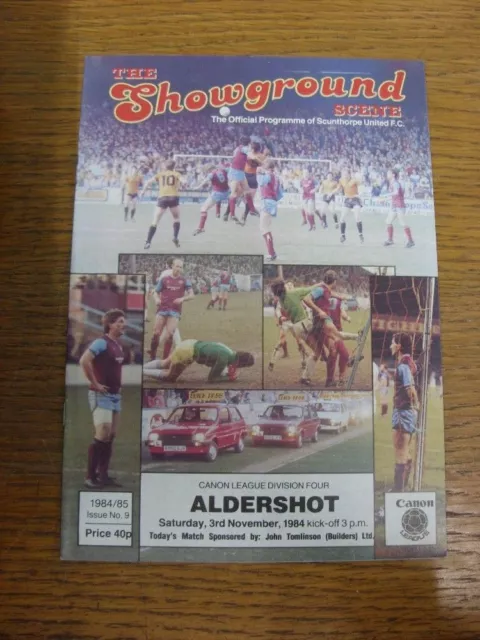 03/11/1984 Scunthorpe United v Aldershot  . UK ORDERS ALL INCLUDE FREE ROYAL MAI