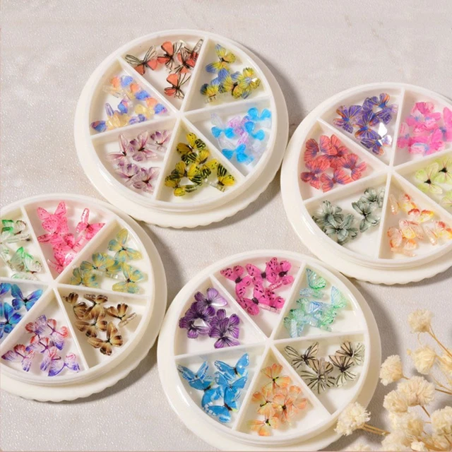 ongles Acrylique Strass Charmes à ongles 3D Mini papillon Décoration d'ongle 3