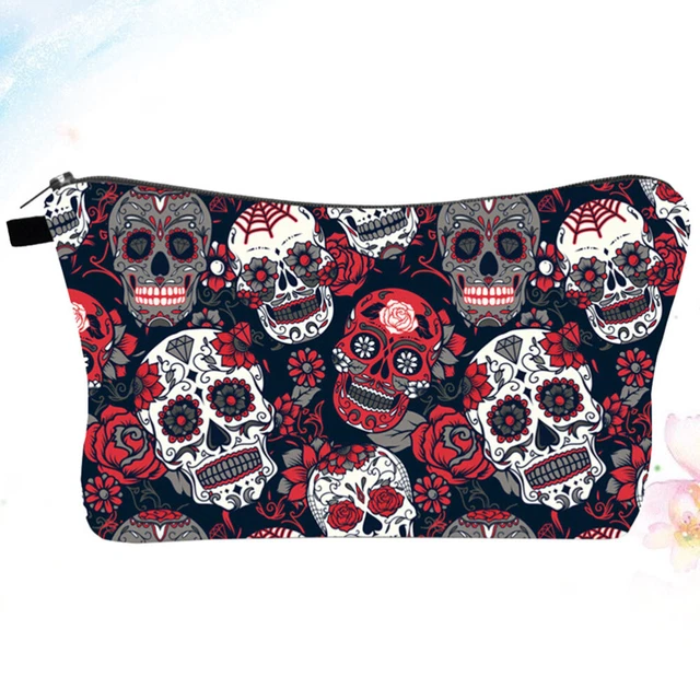 Organizador de ducha comestible bolsa de maquillaje Miss impresión calavera