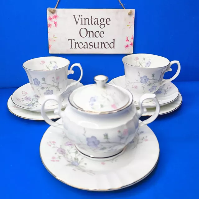 ROYAL STAFFORD Bone China CHINTZ * 8 Piece TEA SET for TWO * Lilac and Pink  VGC