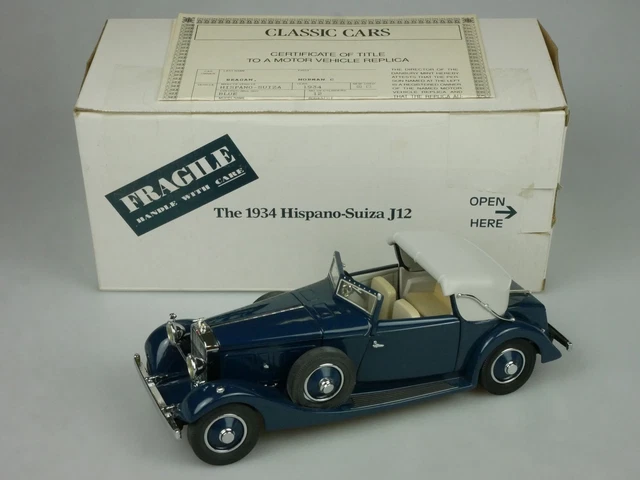 Miniature Hispano-Suiza J12 1934 – échelle 1/24, Danbury Mint, Collection