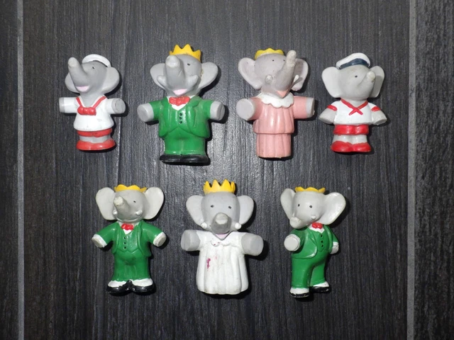Lot Complet 6 Figurines Babar + Meubles - Céleste, Enfants, Zephyr (Brunhoff, 1990)