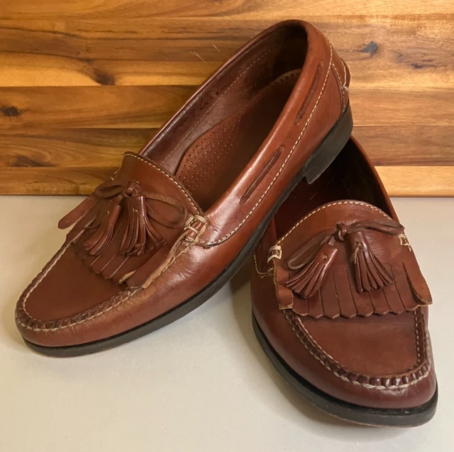 Cole Haan Country Loafers Mens 10.5M Brown Good Shearling Lined Lug Sole F6423 MENS COLE HAAN Country 2-Tone Leather Kilt Tassel Loafers  main image 2