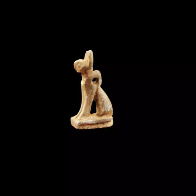 RARE SMALL ANTIQUE Egyptian Seated Stone Goddess Cat Bastet Amulet ...