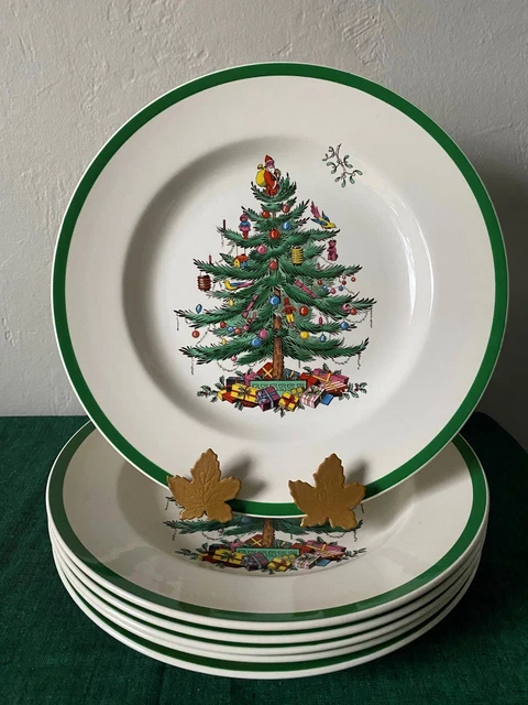 Spode CHRISTMAS TREE Set of 2 x Dinner Plates Rare Size ENGLAND