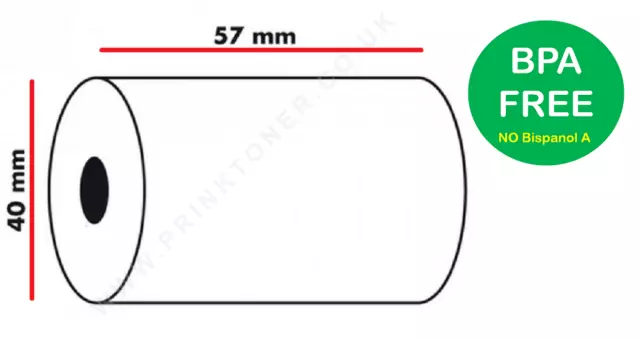 57x40mm CREDIT CARD MACHINE, PDQ THERMAL PAPER TILL ROLLS CASH REGISTER RECEIPT