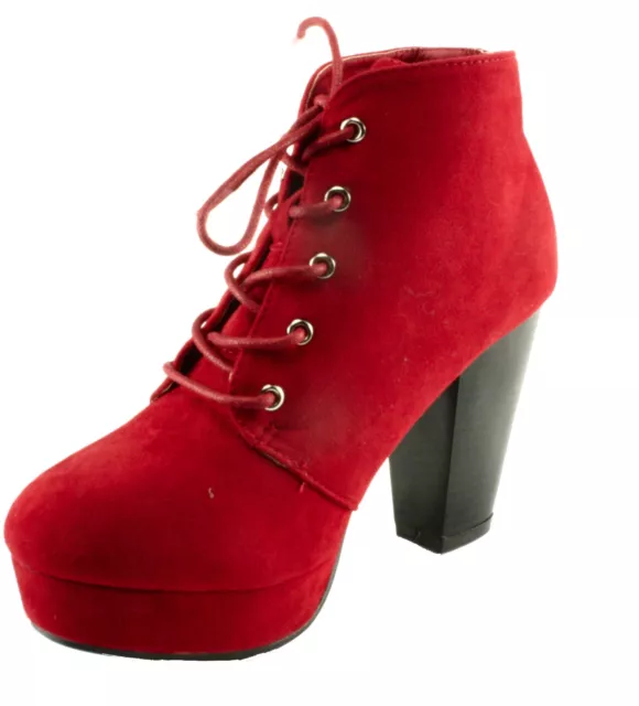 Forever Camille-86 Faux Suede Platfom Lace-up Chunky High Heel Ankle Booties