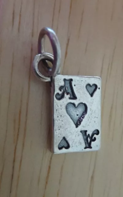 Sterling Silver 3D 14x10mm Playing Card Ace of Hearts Poker Bridge Charm! 2