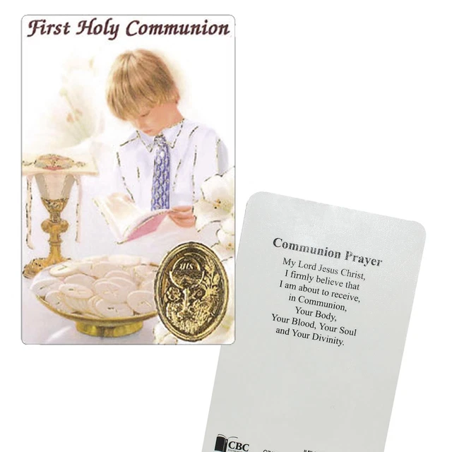 LAMINATED PRAYER CARD First Holy Communion 8.5x5.5cm - Boy 71941 with ...