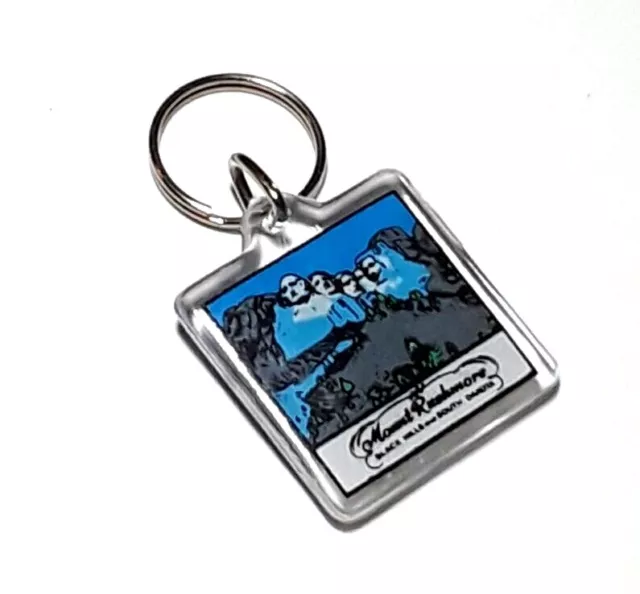 Mount Rushmore Black Hills South Dakota Blue Souvenir Keyring Keychain