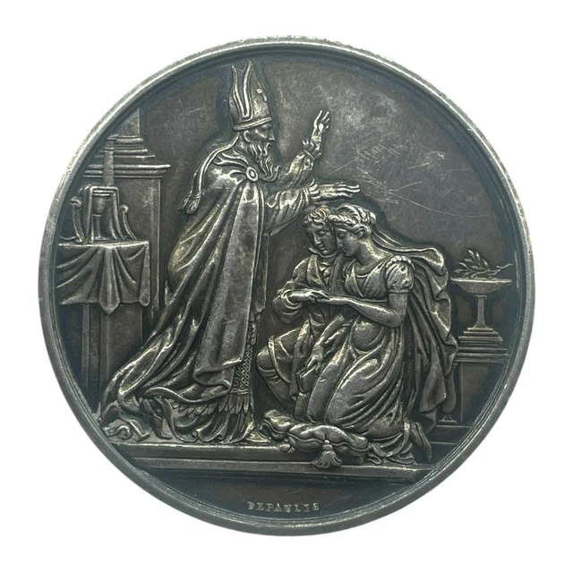 MEDAILLE ARGENT DE MARIAGE atitré graveur VERNON poids 21.30 g diametres 32mm EUR 146,00 - FR