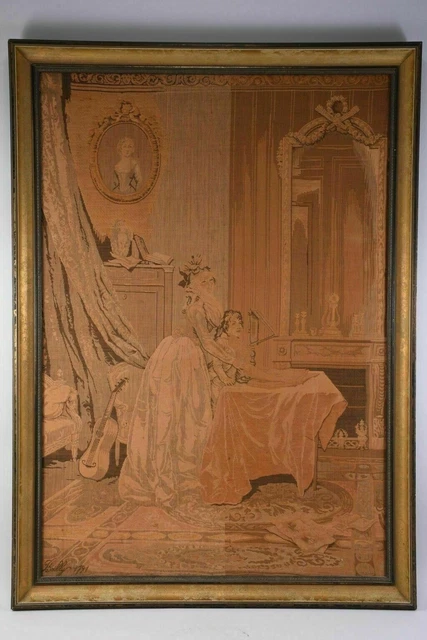 Tapisserie D'art 'Donne Al Mare' Signée A. Borsari Da Giuliano - Fin 19ème Siècle - État Très Bon