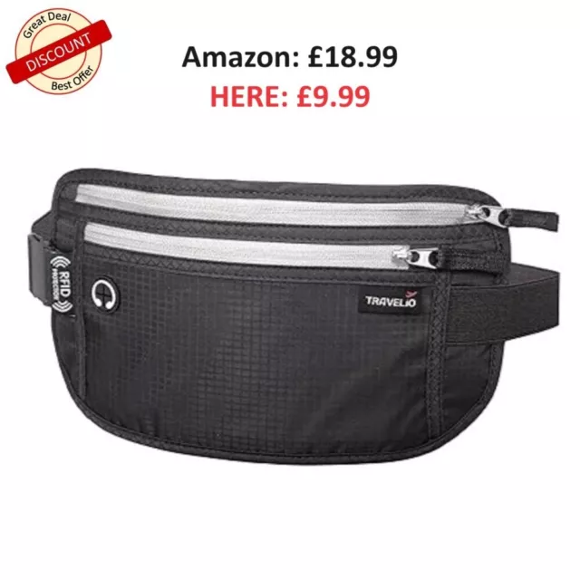 RFID Blocking Anti Theft Hidden Unisex Money Passport Holder RRP£18.99