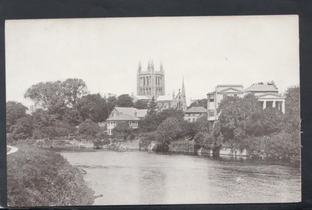 Herefordshire Postcard - Hereford Cathedral From The River    T7102