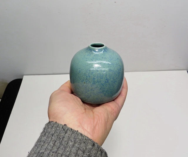 Vase Artistique En Céramique Bleue Et Marron, 1970s