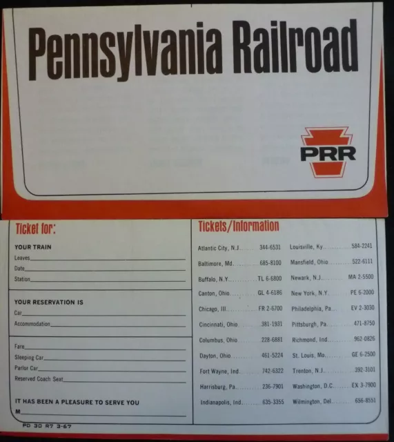 Railroad Ticket Envelope Pennsylvania Horizonal Lot/4