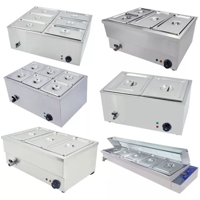 Stainless Steel Bain Marie Electric Wet Heat Food Warmer Commercial GN Pan &Lid