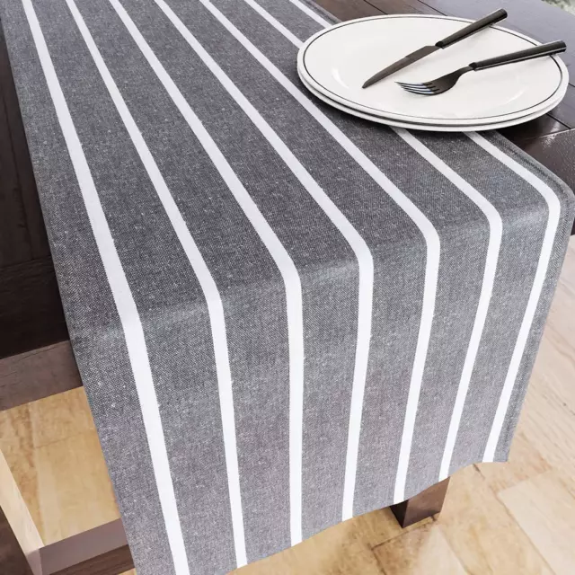 Runner da tavolo da 4 to 6 seater | Roma Stripes grigi | Cotone riciclato ecolog