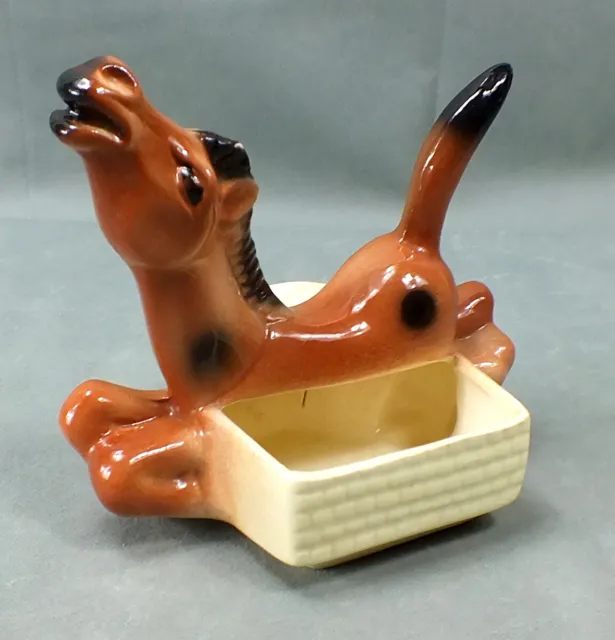 Vintage DONKEY HORSE MULE Ceramic POTTERY Hand Crafted TABLE CADDY Figurine