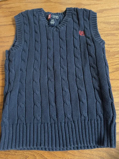 Chaps Boy's Size S (8) Cable Knit V-Neck Sweater Vest Navy