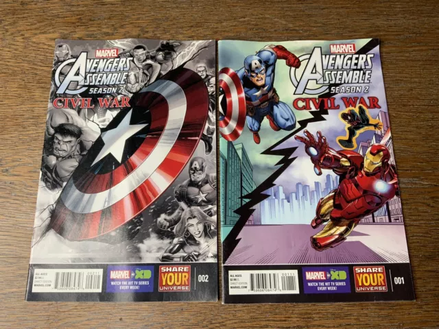 Avengers Assemble Season 2 Civil War #1 #2 Marvel Comics Comic Book Lot Of 2