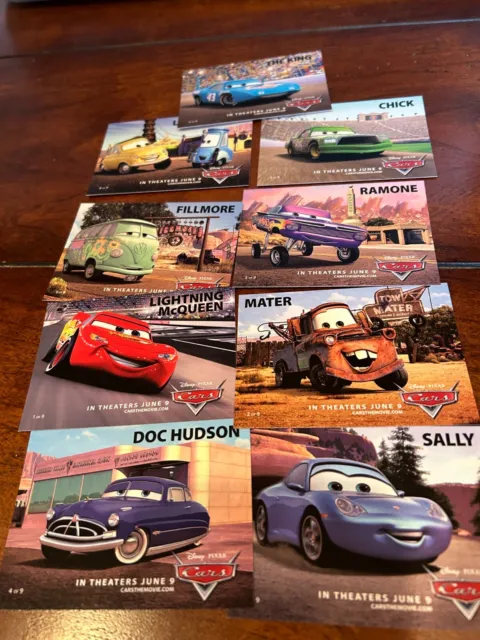 2006 Disney Pixar Cars Movie Promo Trading Cards Set Of 9 Complete Set!!!